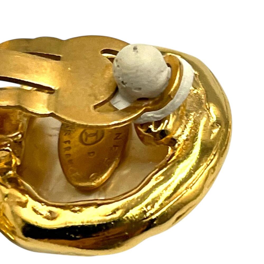 CHANEL Authentic Gold Pearl Logo Earrings - Picture 7 of 8